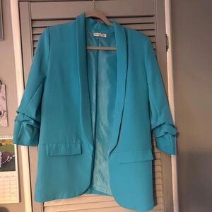Women's Turquoise Open-Front Blazer Jacket